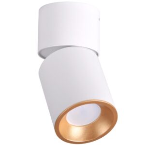 Sanico Polux nowoczesna aluminiowa oprawa loft  natynkowa sufitowa okrągła ruchoma NIXA GU10 17cm biała złota 314260
