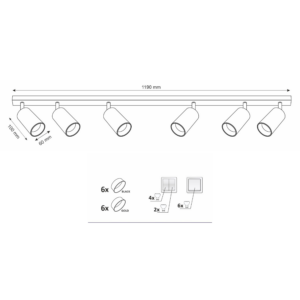 Sanico Goldlux nowoczesna aluminiowa industrialna lampa  LOFT oprawa listwa ścienno sufitowa MARIBEL 6xGU10  czarna złota 319951