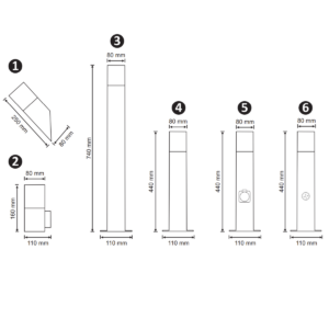 Sanico Goldlux lampa ogrodowa kwadratowa stojąca słupek NEW YORK 74 cm E27 IP44 grafitowa  304636