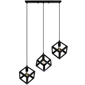 Sanico Polux nowoczesna metalowa industrialna lampa wisząca LOFT SWEDEN 3xE27 IP20 180cm czarna 310361