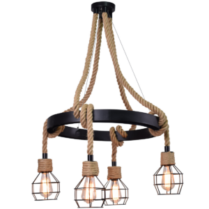 Lampa loftowa wisząca czarno-beżowa Sanico Polux Goldlux ROPE ALEGRA 4 x E27 312495