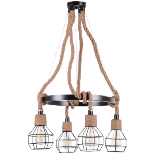 Lampa loftowa wisząca czarno-beżowa Sanico Polux Goldlux ROPE ALEGRA 4 x E27 312495
