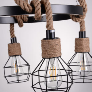 Lampa loftowa wisząca czarno-beżowa Sanico Polux Goldlux ROPE ALEGRA 4 x E27 312495