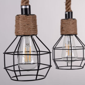 Lampa loftowa wisząca czarno-beżowa Sanico Polux Goldlux ROPE ALEGRA 4 x E27 312495