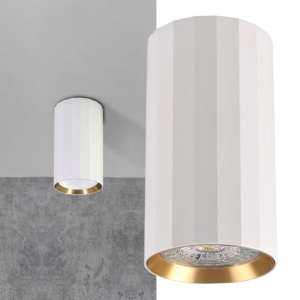 Sanico Goldlux nowoczesny aluminiowy reflektor sufitowy LOFT NICEA 1xGU10 10W 10cm IP20 biały złoty 323460