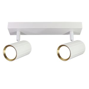 Sanico Goldlux nowoczesny aluminiowy reflektor sufitowy LOFT NICEA 2xGU10 2x10W 26cm IP20 biały złoty 323484