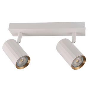 Sanico Goldlux nowoczesny aluminiowy reflektor sufitowy LOFT NICEA 2xGU10 2x10W 26cm IP20 biały złoty 323484