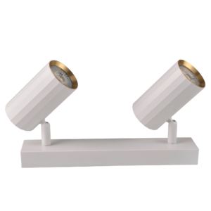 Sanico Goldlux nowoczesny aluminiowy reflektor sufitowy LOFT NICEA 2xGU10 2x10W 26cm IP20 biały złoty 323484