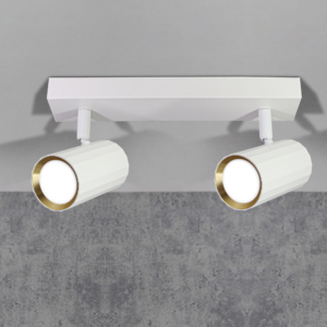 Sanico Goldlux nowoczesny aluminiowy reflektor sufitowy LOFT NICEA 2xGU10 2x10W 26cm IP20 biały złoty 323484