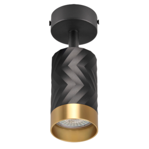 Sanico Goldlux nowoczesny aluminiowy reflektor loft ARRAS 1xGU10 oprawa ścienno sufitowa czarno złota 323538