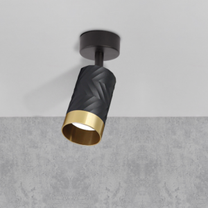 Sanico Goldlux nowoczesny aluminiowy reflektor loft ARRAS 1xGU10 oprawa ścienno sufitowa czarno złota 323538