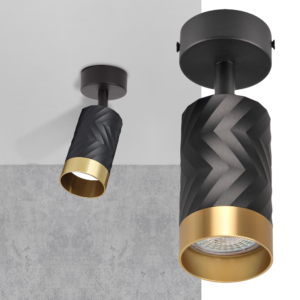 Sanico Goldlux nowoczesny aluminiowy reflektor loft ARRAS 1xGU10 oprawa ścienno sufitowa czarno złota 323538
