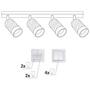 Sanico Goldlux nowoczesna aluminiowa industrialna oprawa loft listwa ścienno sufitowa ARRAS 4xGU10 4X10W czarno złota 323569