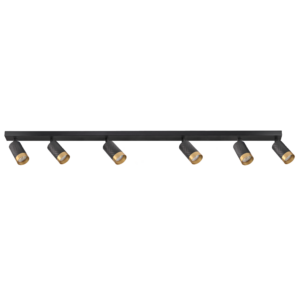 Nowoczesna aluminiowa industrialna lampa Sanico Goldlux reflektor listwa szyna LOFT ARRAS 6xGU10 sufitowa czarno złota 323576