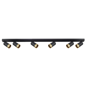 Nowoczesna aluminiowa industrialna lampa Sanico Goldlux reflektor listwa szyna LOFT ARRAS 6xGU10 sufitowa czarno złota 323576
