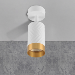 Sanico Goldlux nowoczesny aluminiowy reflektor loft ARRAS 1xGU10 oprawa ścienno sufitowa biało złota 323590