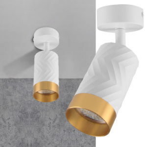 Sanico Goldlux nowoczesny aluminiowy reflektor loft ARRAS 1xGU10 oprawa ścienno sufitowa biało złota 323590