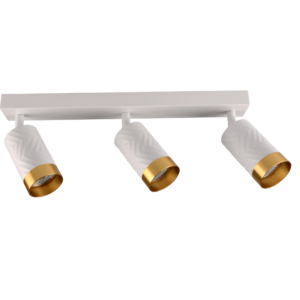 'Sanico Goldlux aluminiowa lampa ścienno sufitowa listwa biało złota ze wzorem 3 reflektorki  LOFT ARRAS 3xGU10 39cm 3x10W IP20 323613
