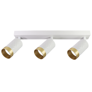 'Sanico Goldlux aluminiowa lampa ścienno sufitowa listwa biało złota ze wzorem 3 reflektorki  LOFT ARRAS 3xGU10 39cm 3x10W IP20 323613