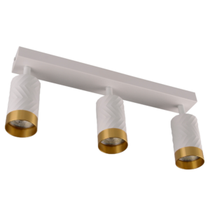 'Sanico Goldlux aluminiowa lampa ścienno sufitowa listwa biało złota ze wzorem 3 reflektorki  LOFT ARRAS 3xGU10 39cm 3x10W IP20 323613