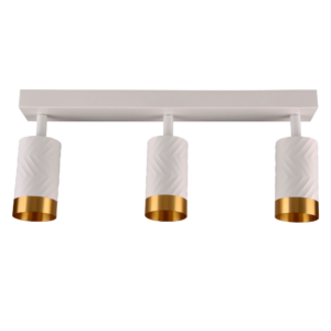 'Sanico Goldlux aluminiowa lampa ścienno sufitowa listwa biało złota ze wzorem 3 reflektorki  LOFT ARRAS 3xGU10 39cm 3x10W IP20 323613