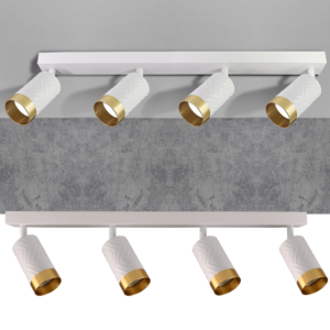 Sanico Goldlux nowoczesna aluminiowa lampa loft listwa ścienno sufitowa reflektor ARRAS 4xGU10 biała złota 323620