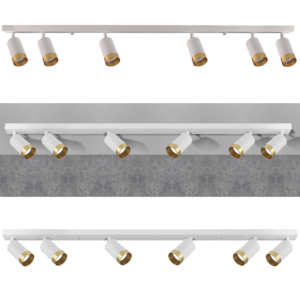 Sanico Goldlux nowoczesna aluminiowa lampa sufitowa loft szyna listwa SPOT biało złota ARRAS 6xGU10 323637