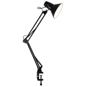 Lampka biurkowa nocna szkolna kreślarska przykręcana WORKER 1xE27 czarna Sanico Goldlux Polux 325150