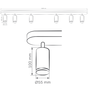 Sanico Goldlux nowoczesna aluminiowa oprawa listwa ścienno-sufitowa LOFT TURYN 6xGU10 119,5cm IP44 biała 324825
