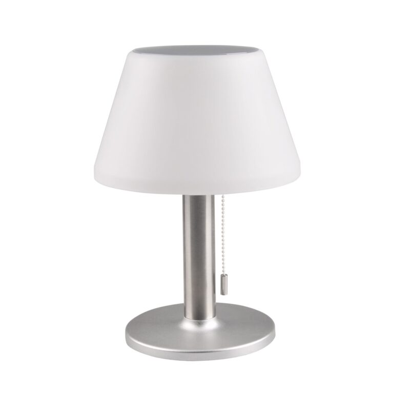 Sanico Goldlux lampa ogrodowa stołowa solarna VIOLA LED IP44 4000K 10000h 28 cm 180mA 5V akumulator 3,7V 1200mAh Li-ion srebrna 325457