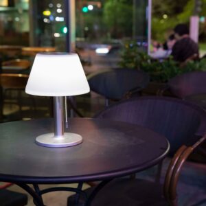 Sanico Goldlux lampa ogrodowa stołowa solarna VIOLA LED IP44 4000K 10000h 28 cm 180mA 5V akumulator 3,7V 1200mAh Li-ion srebrna 325457