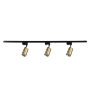 Sanico Goldlux nowoczesny aluminiowy reflektor loft zestaw szynowy 1-fazowy 1m MARIBEL 3xGU10 złoty czarny 327611