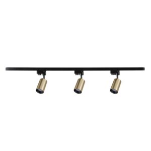 Sanico Goldlux nowoczesny aluminiowy reflektor loft zestaw szynowy 1-fazowy 1m MARIBEL 3xGU10 złoty czarny 327611