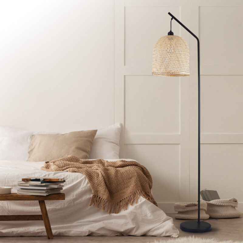 Lampa podłogowa RIO 1xE27 naturalna beżowa w stylu boho 330413 Sanico Goldlux