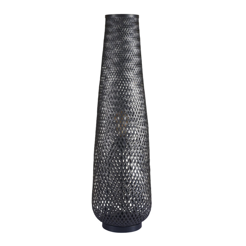 Lampa podłogowa ZANZIBAR 1xE27 czarna w stylu boho 330147 Sanico Goldlux