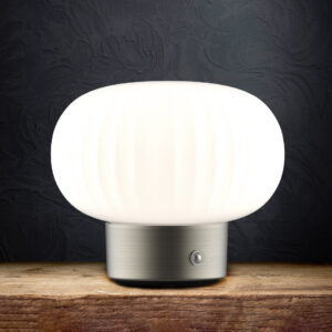 Sanico Goldlux Lampka dekoracyjna stołowa LED LATTE z akumulatorem USB-C srebrna - 329844