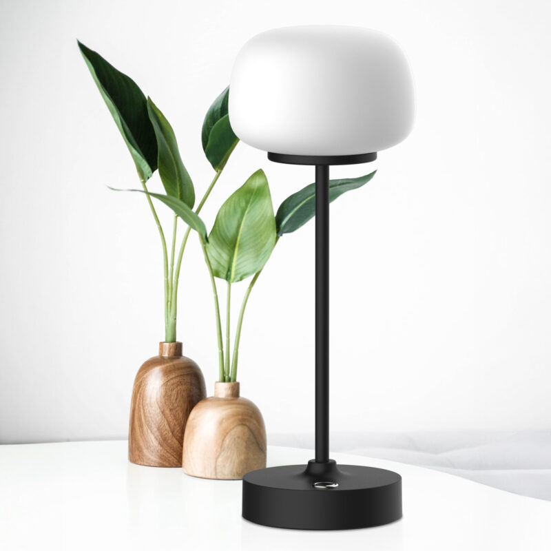 Sanico Goldlux lampka dekoracyjna RIMINI LED akumulator + przewód USB-C 2700K czarna IP20 329875