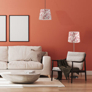 Sanico Goldlux lampa podłogowa SCARLET nikiel 140cm abażur stożek 35cm autumn leaves E27 - 336514