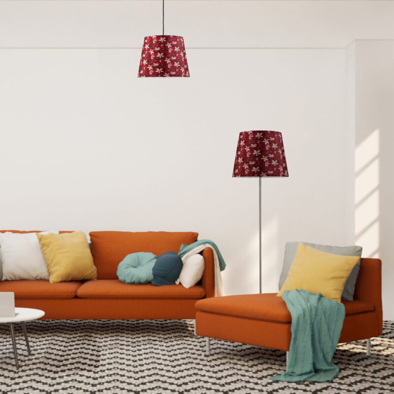 Sanico Goldlux lampa podłogowa SCARLET nikiel 140cm abażur stożek 35cm red nature E27 - 336521