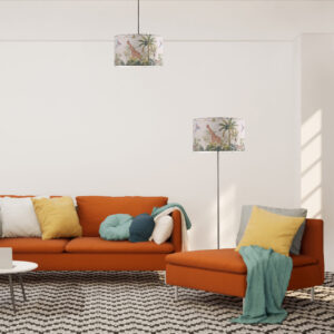 Sanico Goldlux lampa podłogowa SCARLET nikiel 140cm abażur walec 40cm safari E27 - 336538