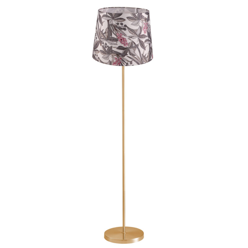 Sanico Goldlux lampa podłogowa SCARLET złota 140cm abażur stożek 35cm white nature E27 - 336552
