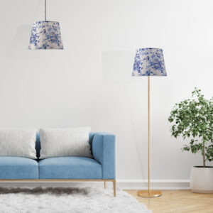 Sanico Goldlux lampa podłogowa SCARLET złota 140cm abażur stożek 35cm porcelain E27 IP20 - 336569