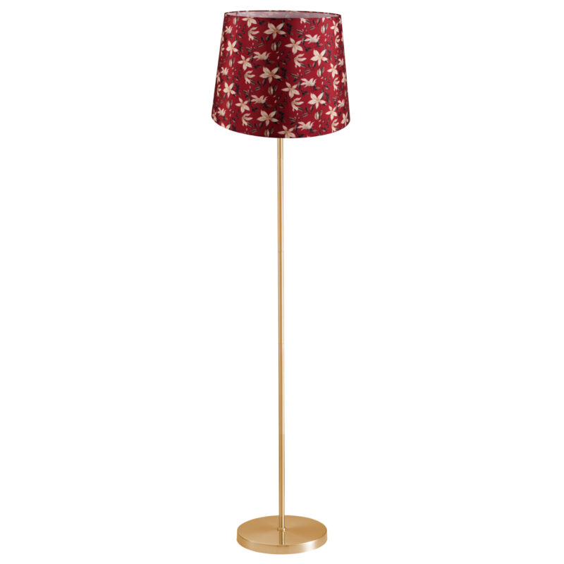Sanico Goldlux lampa podłogowa SCARLET złota 140cm abażur stożek 35cm red nature E27 - 336606