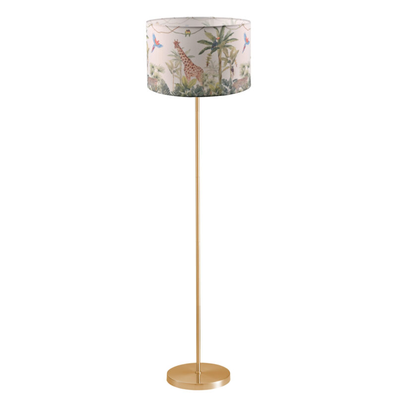 Sanico Goldlux lampa podłogowa SCARLET złota 140cm abażur walec 40cm safari E27 - 336613