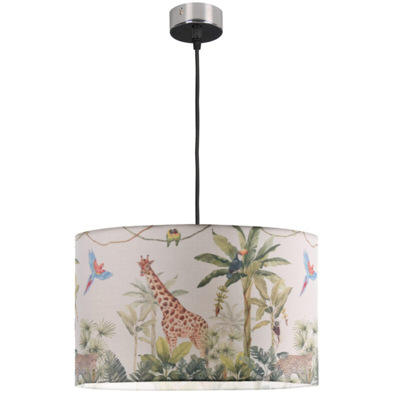 Sanico Goldlux lampa wisząca NOLA chrom abażur walec 40cm safari E27 - 336699