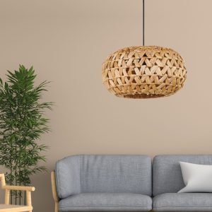 Sanico Goldlux lampa wisząca HOSHI 1xE27 naturalna beżowa w stylu boho IP20 - 330475