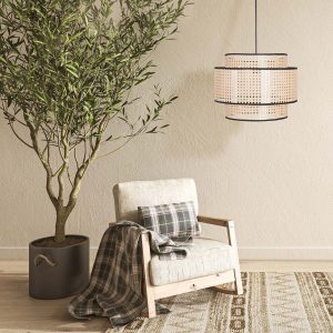 Sanico Goldlux lampa wisząca TAKARA-3 1xE27 naturalna beżowa w stylu boho IP20 - 330536