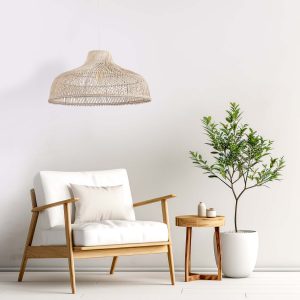 Sanico Goldlux lampa wisząca CUBA 1xE27 naturalna beżowa w stylu boho IP20 - 331137