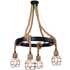 Sanico Goldlux lampa wisząca ROPE ALEGRA 4xE27 czarno-beżowa IP20 - 312495