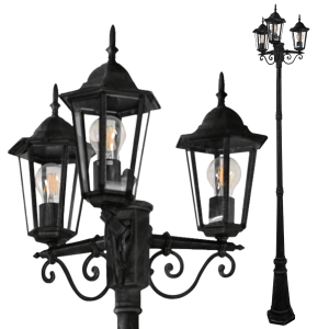 Sanico Goldlux LIGURIA 250 3xE27 lampa ogrodowa stojąca wysoka czarna IP43 - 313423